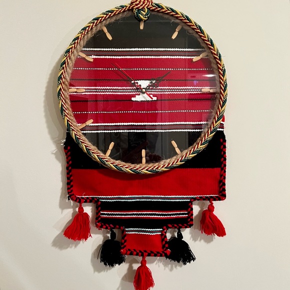 Other - Native American Tribal Blanket Tassel Wall Hanging Clock Southwestern Woven